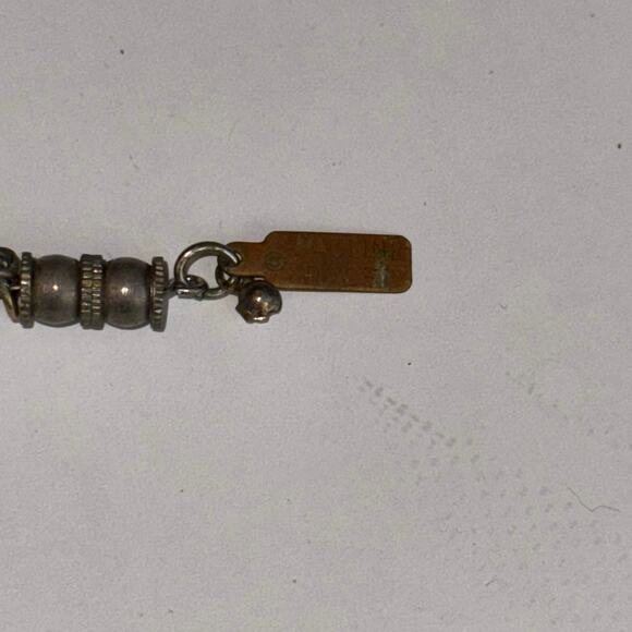 Pauline Rader Vintage Beaded Necklace Black Cream Marbled 32” Signed Statement - Picture 10 of 11